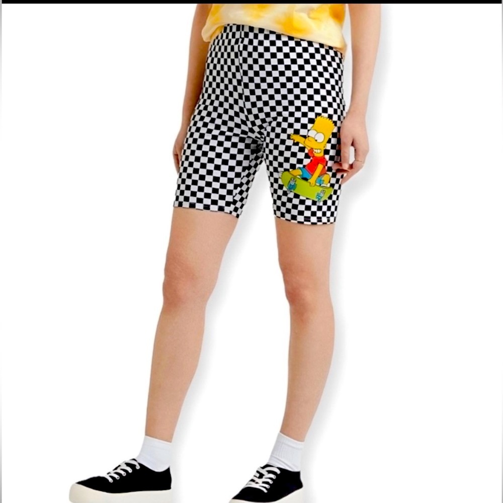 BRAND NEW The Simpsons Black and White Checkered High Waist Shorts 🩳 Size Small